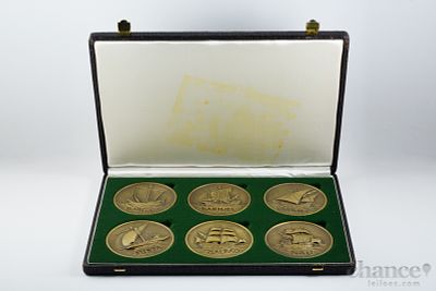 Colec&ccedil;&atilde;o de 6 Medalhas em Bronze, Barcos Hist&oacute;ricos Portugueses - Barca, Barinel, Caravela 