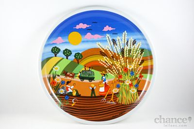 Prato decorativo em Porcelana da Vista Alegre, decora&ccedil;&atilde;o alusiva a ceifa de outono por Barbara 