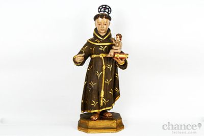 Santo Ant&oacute;nio com Menino - Imagem de grande dimens&atilde;o do s&eacute;c. XVIII em Madeira policromada. Com 