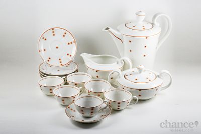 Servi&ccedil;o de Caf&eacute; ao estilo Art Deco em Porcelana da Vista Alegre com decora&ccedil;&atilde;o em tons de 