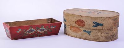 Scandinavian Painted Pantry Box and a Cutlery Box. Pantry box 6 x 15 x 10 inches.
