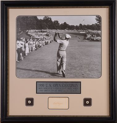 Ben Hogan 1950 US Open Champion Signature and Photo. Framed, 28 x 26 inches.