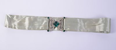 Art Deco Belt With Rhinestones. Length 30 inches.