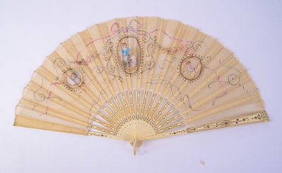 Continental Handpainted Fan. 22 x 12 inches.