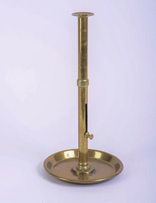 Large Push Up Brass Candlestick. Height 16.5 inches.