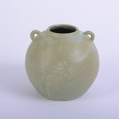 Green Studio Pottery Vase. Height 4.5 inches. Good condition.