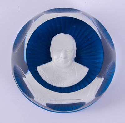 Baccarat Winston Churchill Paperweight. Diameter 3 inches, very good condition.