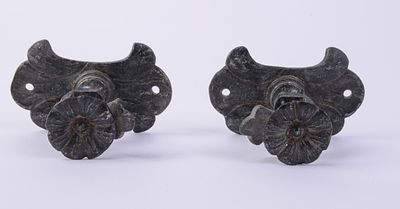 Pair of Victorian Cast Iron Curtain Rod Holders. Height 4.25 inches.