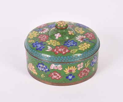 Chinese Cloissonne Box. Diameter 5.5 inches.