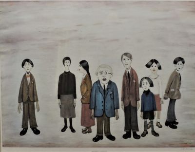 LS Lowry, a large limited edition 390/750 signed in pencil, print entitled “His Family” in good 