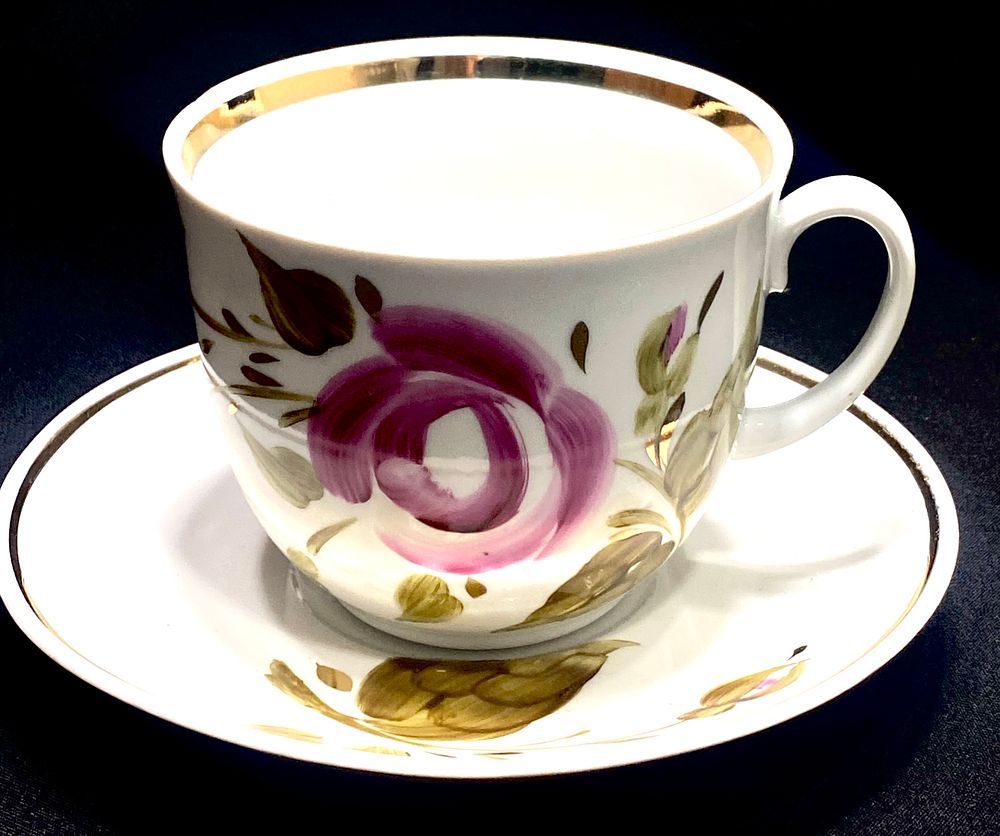 BARANIVKA FINE USSR PORCELAIN
ספל ותחתית פורצלן וינטאג' מרוסיה הקומוניסטית שנות ה-70, ציור 