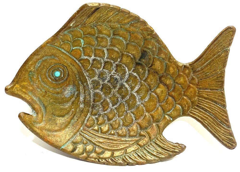 מאפרת ברונזה/פליז ישראליינה שנות ה-60-70 עבודת בלט יפה, חתומה, 14X11 ס"מ