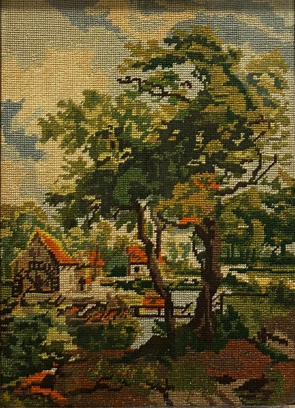 פטיט גובלן וינטאג', ממוסגר עם זכוכית, 2X22 ס"מ