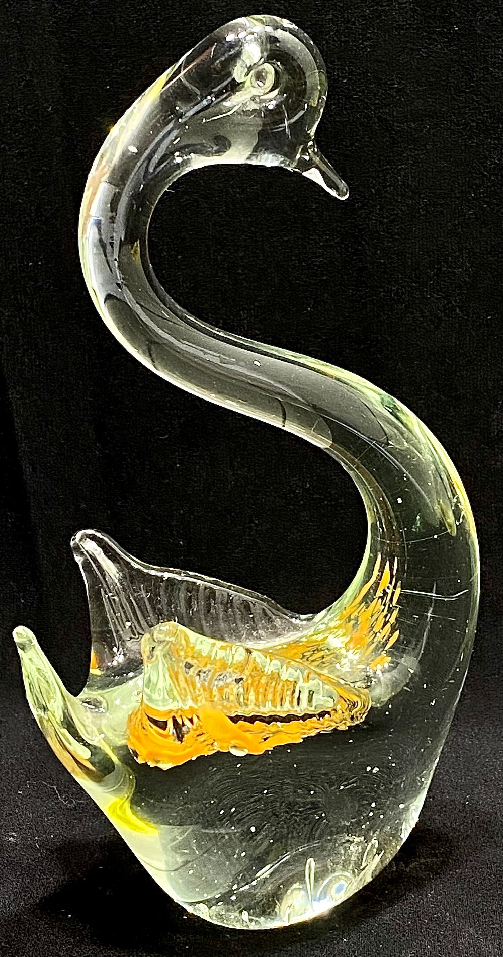 פסל "ברבור" - זכוכית מורנו, וינטאג' אלגנטי ויפה מאיטליה, גובה 17 ס"מ