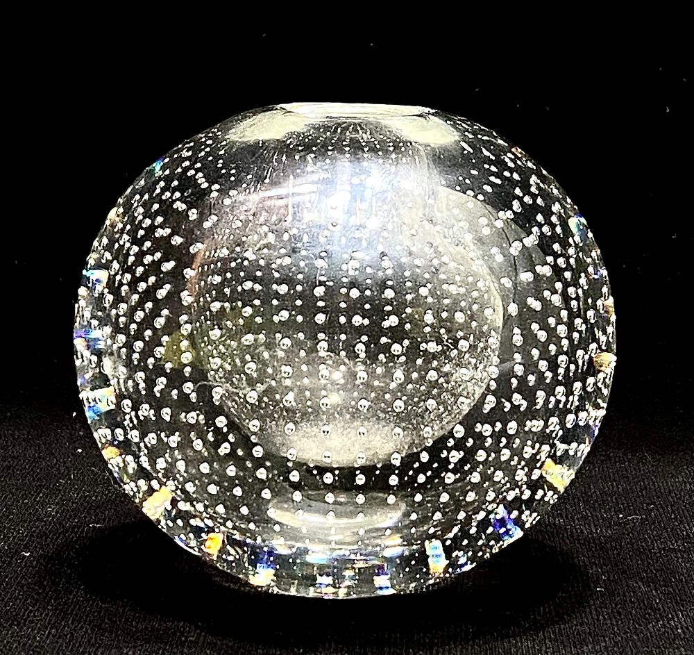 אגרטל זכוכית בצורת כדור מאת ANDRIES COPIER, שנות ה-40, גובה 7 ס"מ , נדירה, אלגנטית ויפה