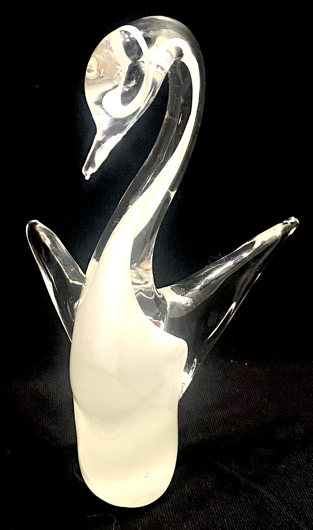 "ברבור" פסל זכוכית מורנו יפה ואלגנטי, וינטאג' מקורי מאיטליה, גובה 14.5 ס"מ