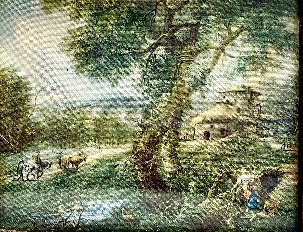 כרומוליתוגרפיה על משי, מסגרת עץ וזכוכית, תעודת מקוריות, תוצרת איטליה, 11X9 ס"מ , קילופי לאקר 