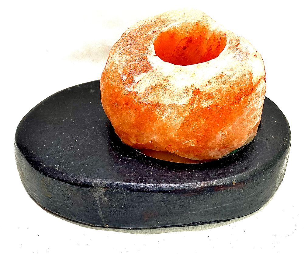 פמוט וינטאג' נדיר ביופיו, עשוי אבן ומעמד עץ ייעודי, יפה ומרשים, 21X15X11 ס"מ