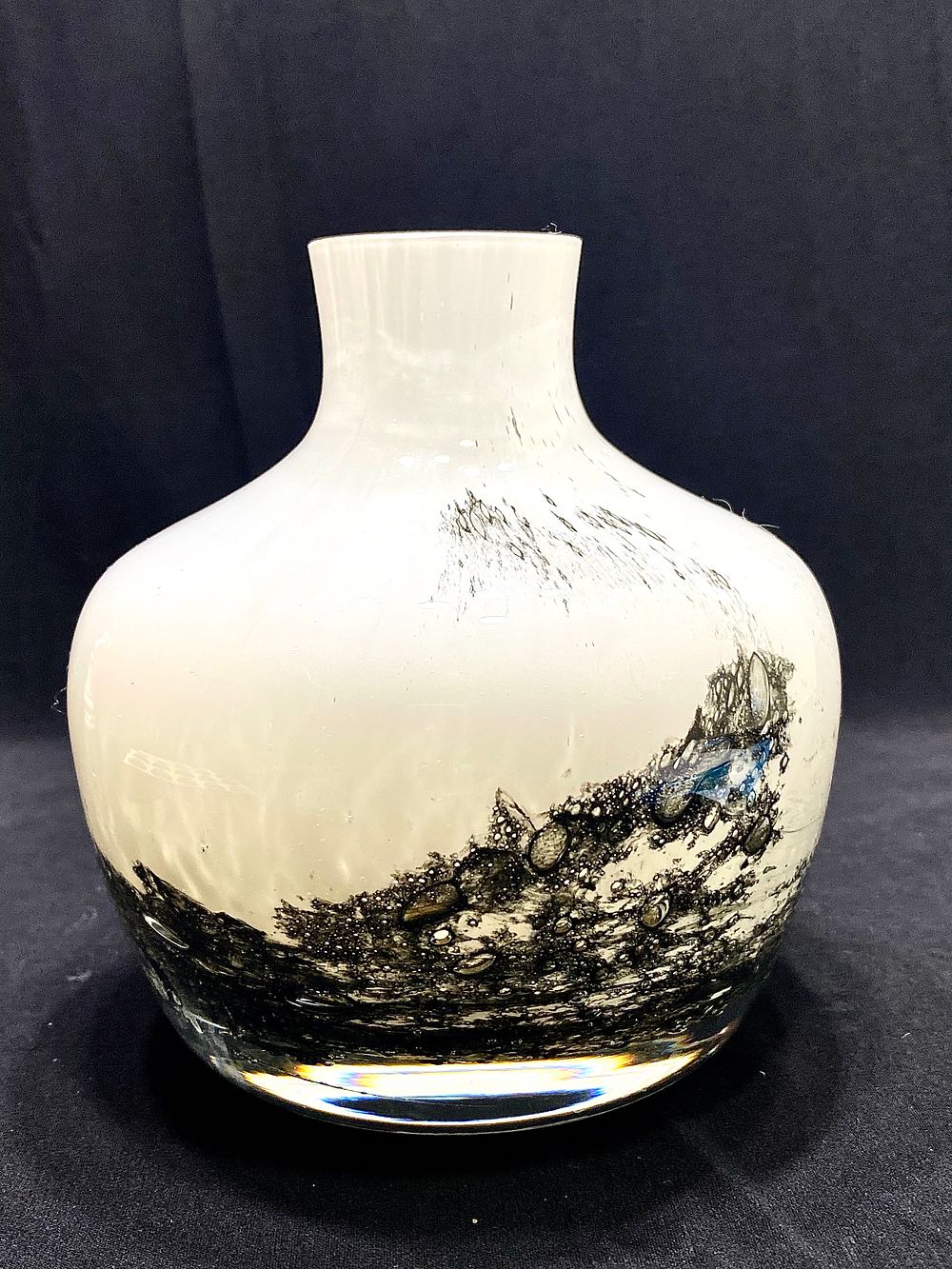 אגרטל זכוכית מורנו, וינטאג' אלגנטי ויפה מאיטליה, גובה 16 ס"מ