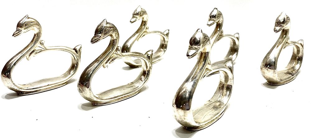 סט 6 מחזיקי מפיות, פיוטר, וינטאג' אירופאי אלגנטי ומושלם, 5X5.5X1 ס"מ