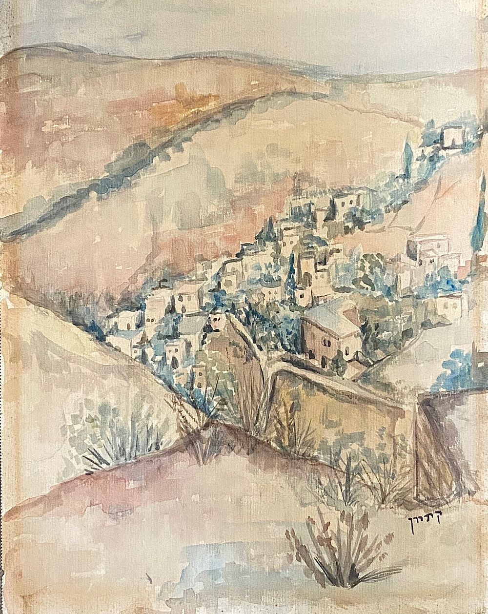 ק. תורן "נוף". אקוורל על נייר, חתום, 35X27 ס"מ