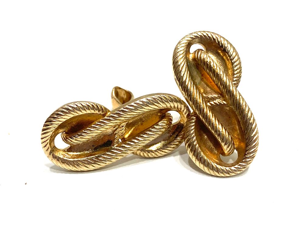 עגילי קליפס וינטאג' תוצרת BARTEK PARIS, חתום, 3.5X2 ס"מ