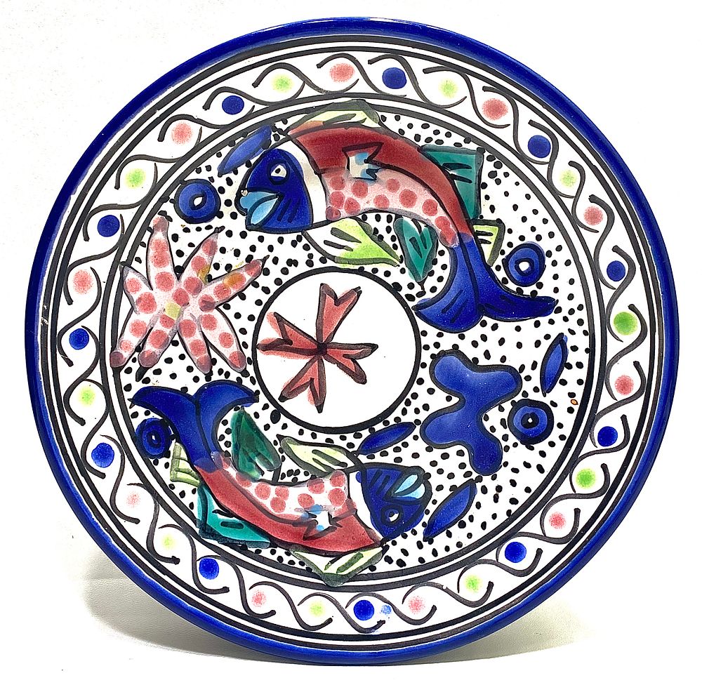 צלחת קרמיקה ירושלמית, ציור עבודת יד, קוטר 20 ס"מ