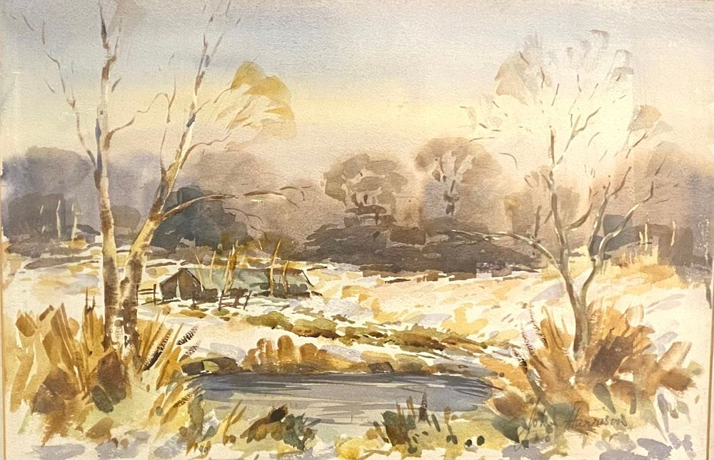 JOHN HARRISON - אקוורל, ממוסגר עם זכוכית, פגמים קלים במסגרת - מצולם, 67X55 ס"מ