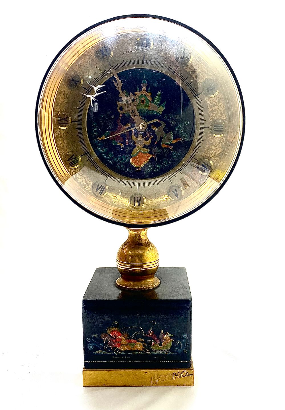 שעון מדף קוורץ תוצרת VESNA USSR , חתום, וינטאג' נדיר מהדורה מוגבלת לאולימפיאדה במוסקבה 1980 