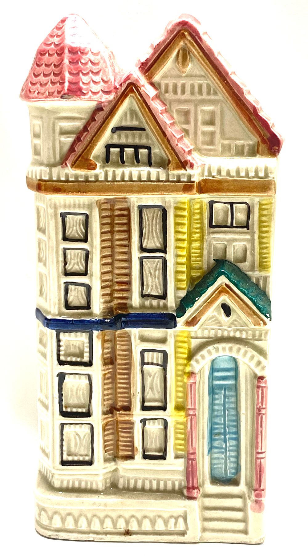 אגרטל לתליה, וינטאג' תוצרת TAKAHASHI TRADING, 1945-1987, צביעת עבודת יד, מדבקת מקור, 18X8X5.5 ס"מ