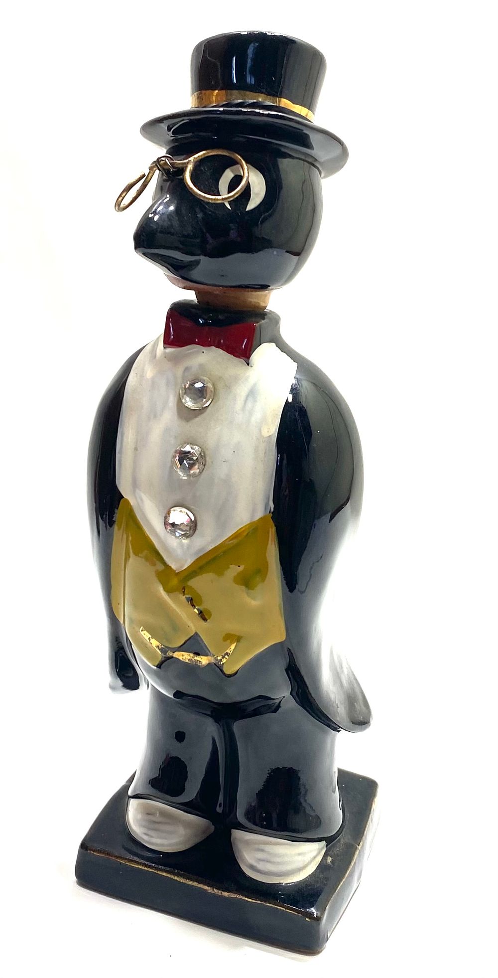 דקנטר פינגווין, וינטאג' תוצרת יפן, חרס/פאיינס, עבודת יד אומן, מדבקת מקור, גובה 25 ס"מ