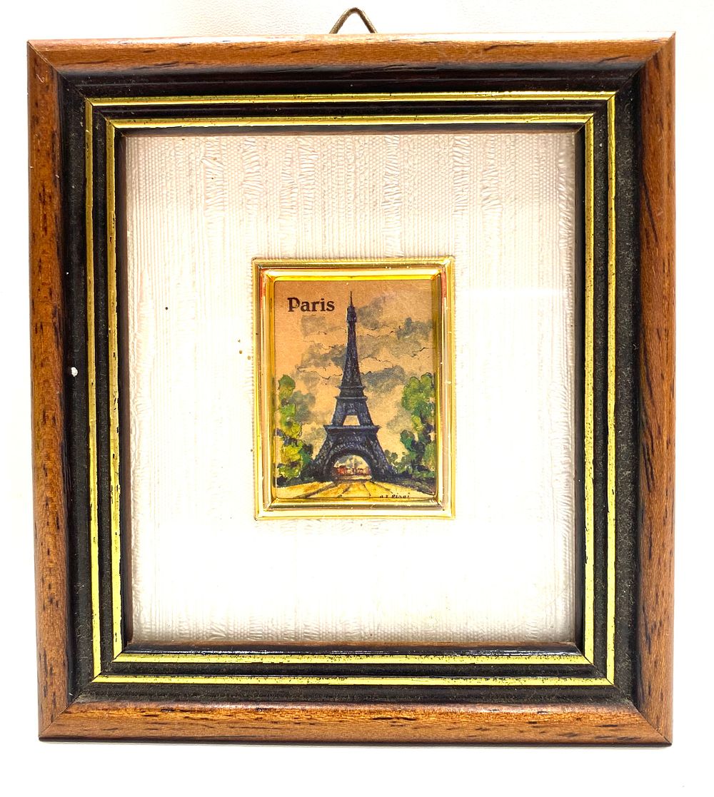 ציור עבודת יד על דף זהב במסגרת עם זכוכית חתום על ידי האומן, תוצרת איטליה, תעודת מקוריות צמודה 