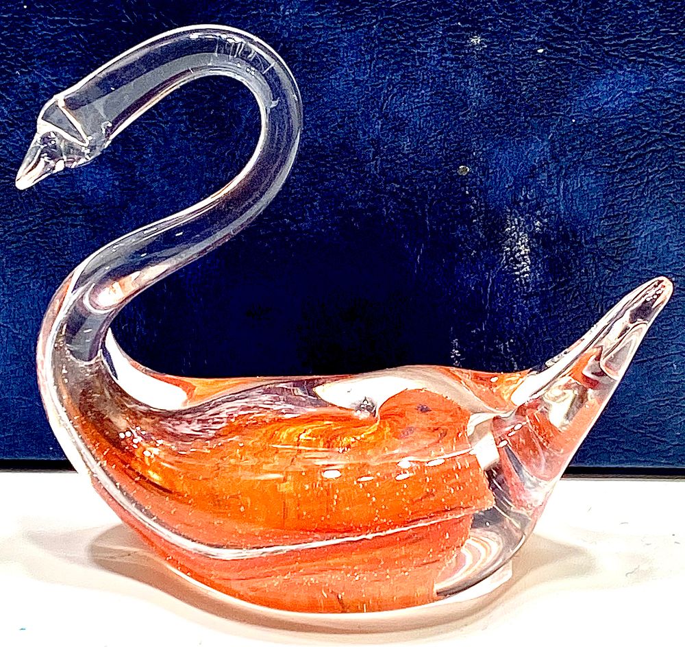 פסל ברבור, זכוכית מורנו, וינטג' יפה מאיטליה, 10X8X5 ס"מ