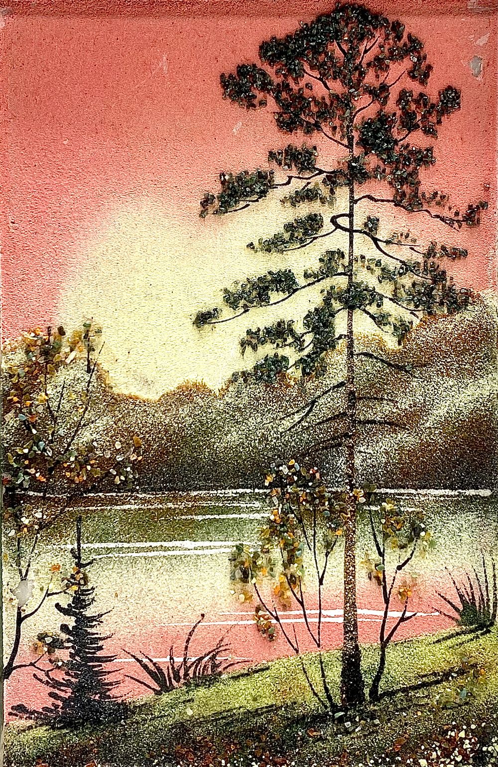 PANO פנו "נוף" שנוצר בעבודת יד אומן מסורתית רוסית באמצעות 30 סוגי אבני חן כתושים ומודבקים על 