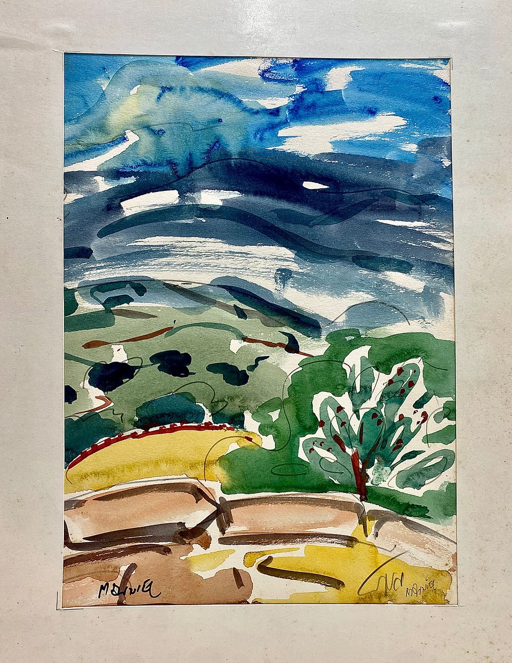 מרדכי אבניאל 1900-1989
אקוורל על נייר עם פספרטו 47X33 ס"מ