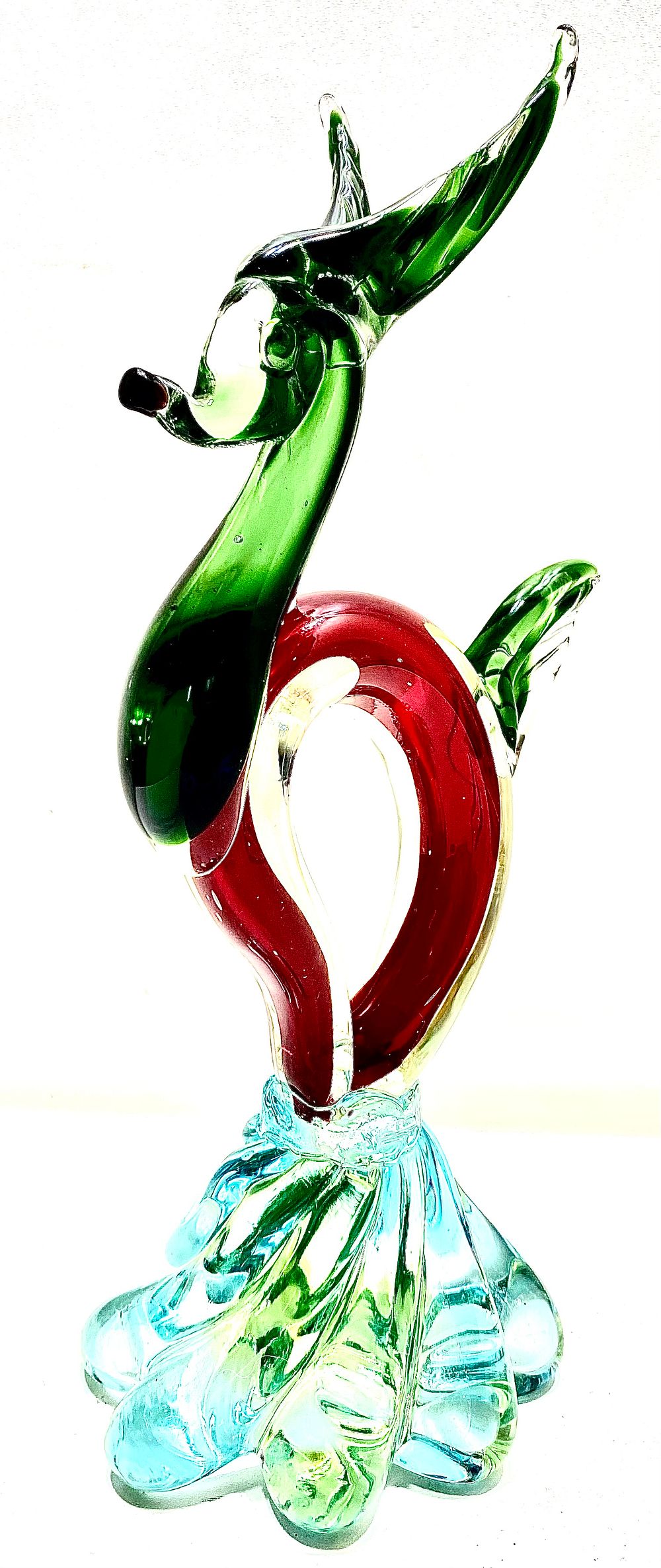 פסל זכוכית מורנו מרשים ונדיר, וינטאג' אלגנטי מאיטליה, גובה 25 ס"מ