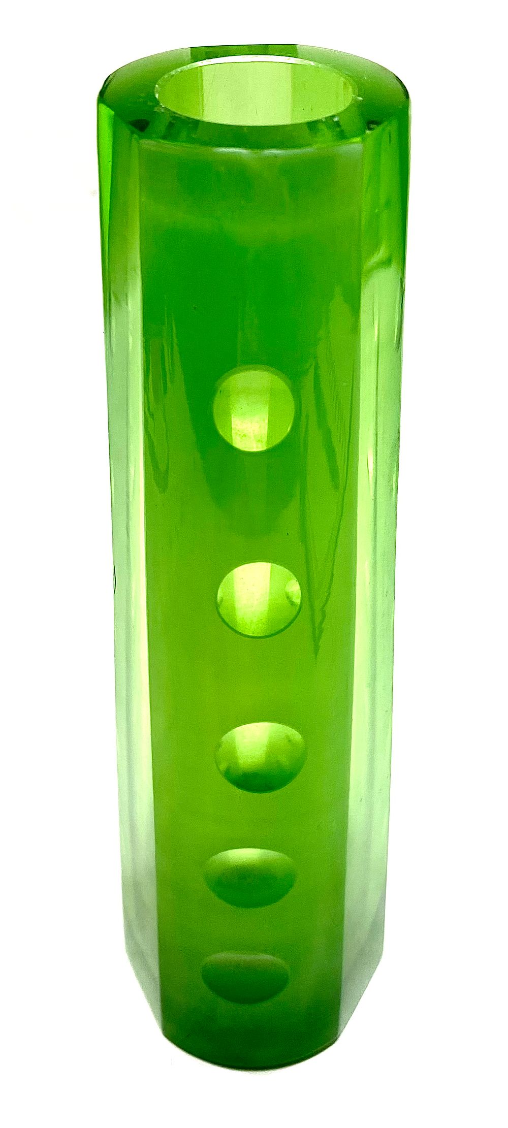 TONY ZUCCHERI GLASS
אגרטל זכוכית מסוג VETRO VERDE DI EMPORLI
שנות ה-60, איטליה, שמור, גובה 20 