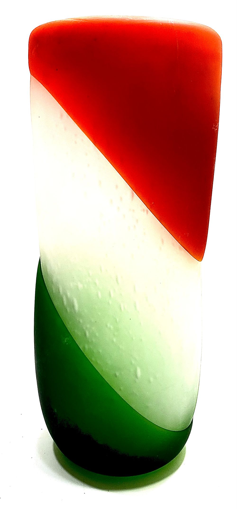 אגרטל זכוכית מורנו אמנותי, תלת צבעי, עבודת SOMMERSO משולה טכניקת בועות, וינטאג' מרשים ואלגנטי 