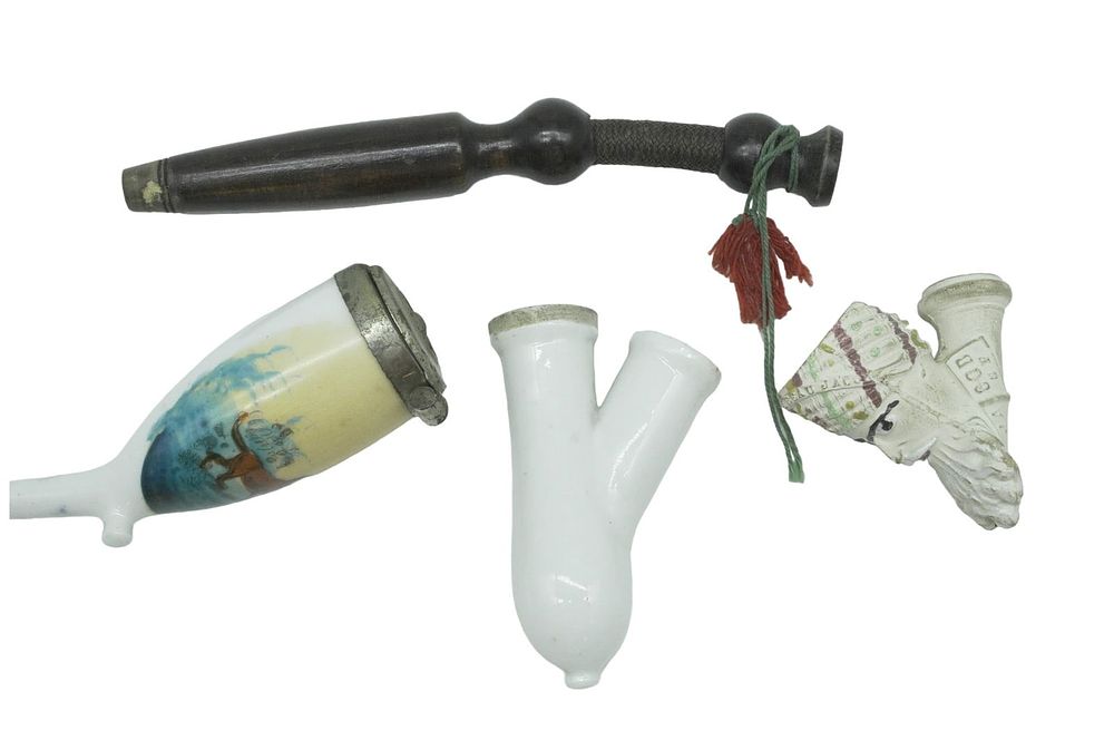 Lot 13: LOT OF ANTIQUE PIPES AND PIPE PIECES