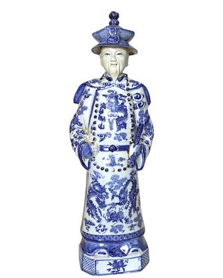 CHINESE PORCELAIN BLUE & WHITE COURT OFFICIAL. Antique / Vintage Chinese Blue &amp; White 