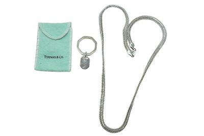 TIFFANY STERLING KEYCHAIN & HEAVY ITALIAN STERLING CHAIN. 1 - Tiffany Sterling Silver Keychain 