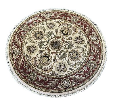 ROUND INDO PERSIAN TABRIZ RUG 4 FT. Round Indo Persian Tabriz Rug. Creams. Very good condition. 