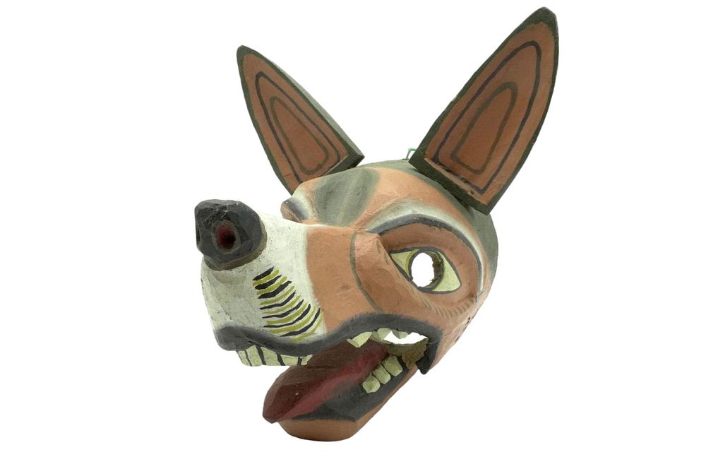 Lot 41: CARVED WOOD TIGUAN DOG MASK ECUADOR
