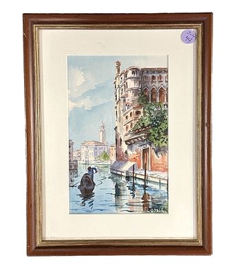 ORIGINAL MCM VENICE WATERCOLOR. Original MCM Vintage Venice Watercolor signed lower right. 