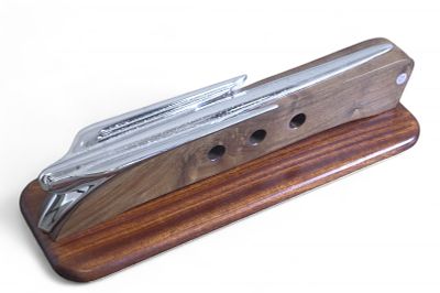 ORIGINAL 1950 CHROME CHRYSLER HOOD ORNAMENT. Original 1950 Chrysler Hood Ornament mounted to a 