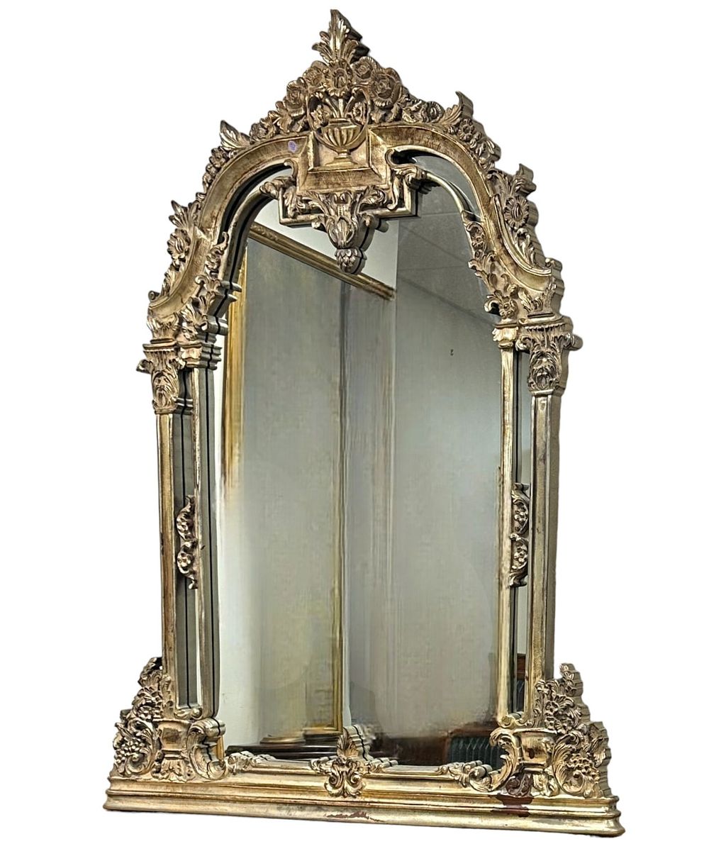 Lot 72: LARGE ORNATE CARVED GILT MIRROR
