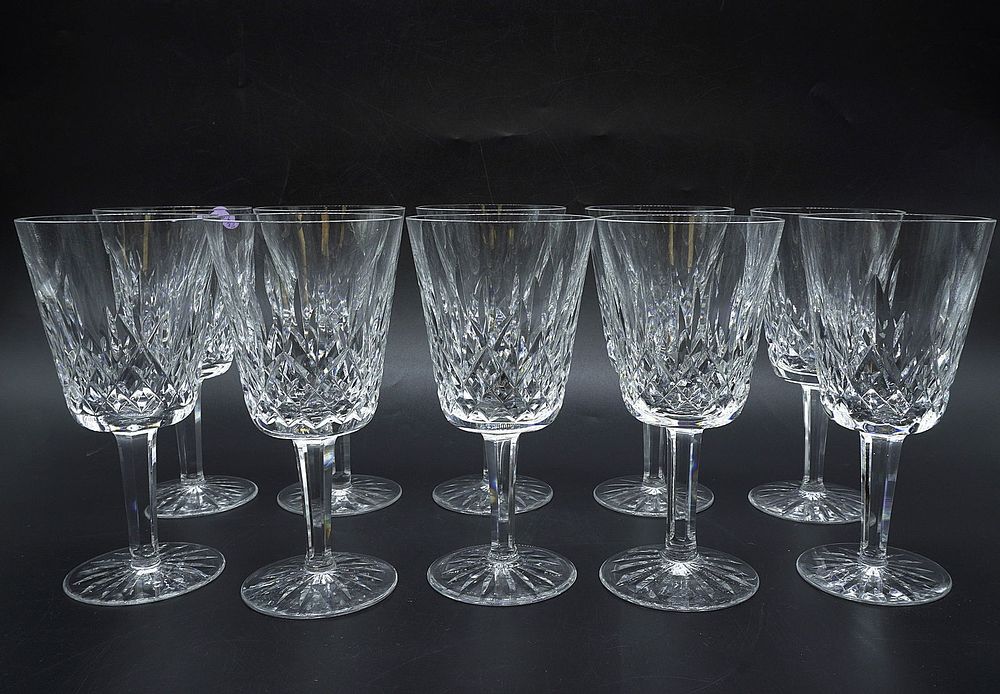 Lot 83: 10 WATERFORD LISMORE WATER GOBLETS