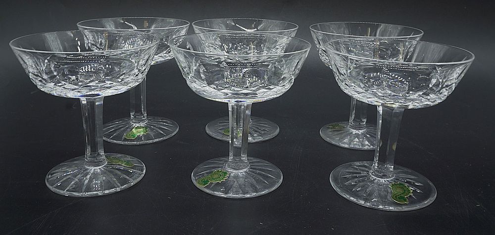 Lot 94: 6 WATERFORD LISMORE CHAMPAGNE GLASSES IN BOX