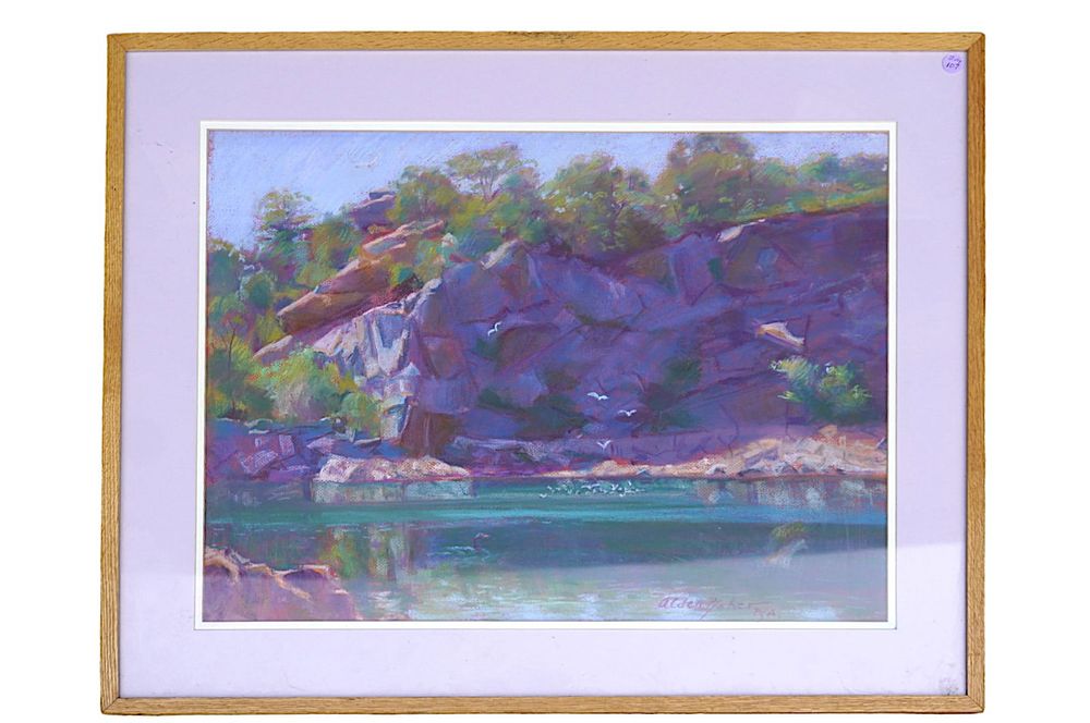 Lot 107: ALDEN BAKER (B 1928) ROCKPORT QUARRY MAINE PASTEL