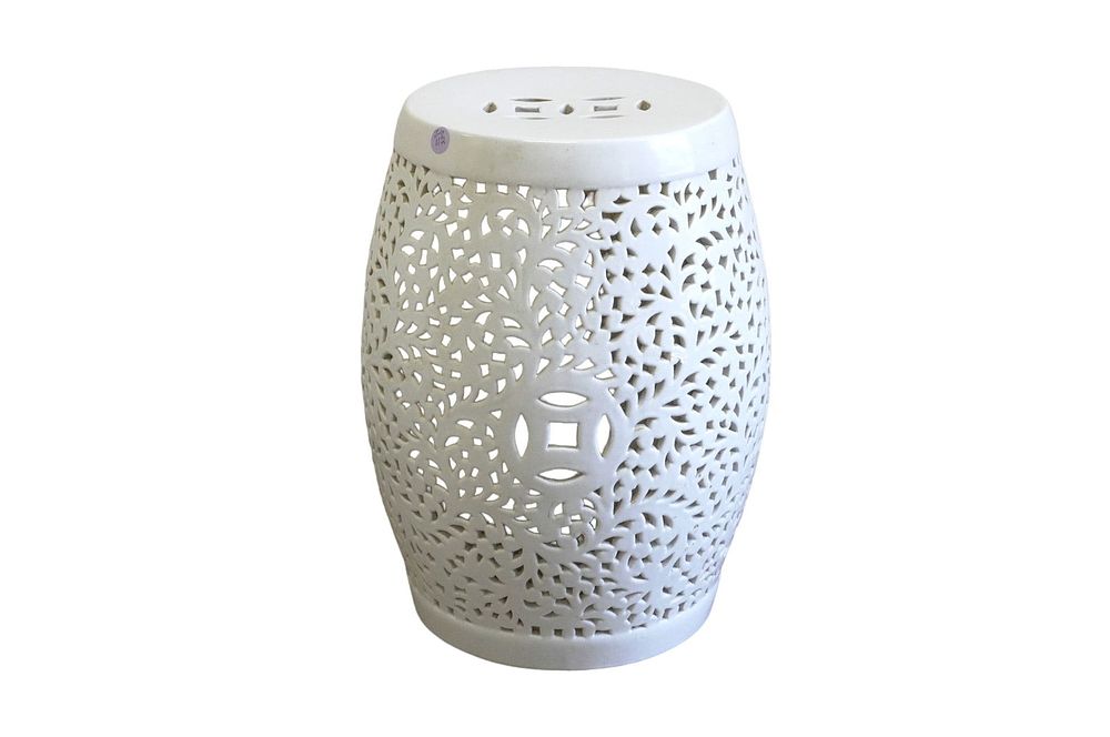 Lot 112: MID CENTURY BLANC DE CHINE ELECTRIFIED GARDEN STOOL